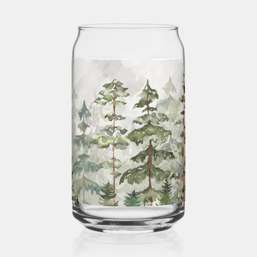 Monogrammed Waterverf Green Pine Forest Mountain Blikvorm Glas (Achterkant)