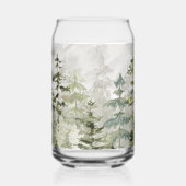 Monogrammed Waterverf Green Pine Forest Mountain Blikvorm Glas (Links)