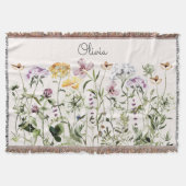Monogrammed Waterverf Kleurrijke Wildflower Garden Deken (Voorkant)