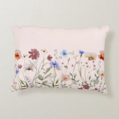 Monogrammed Waterverf Kleurrijke Wildflower Meadow Accent Kussen (Achterkant)