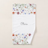 Monogrammed Waterverf Kleurrijke Wildflower Meadow Bad Handdoek (Handdoek)