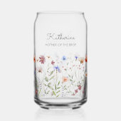 Monogrammed Waterverf Kleurrijke Wildflower Meadow Blikvorm Glas (Achterkant)