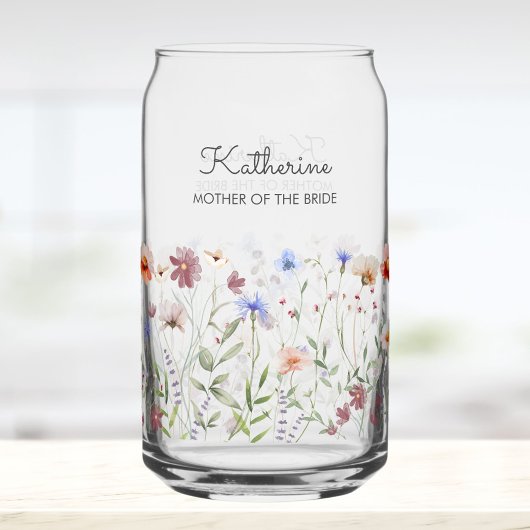 Monogrammed Waterverf Kleurrijke Wildflower Meadow Blikvorm Glas