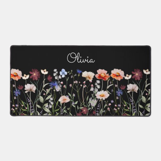 Monogrammed Waterverf Kleurrijke Wildflower Meadow Bureaumat (Voorkant)