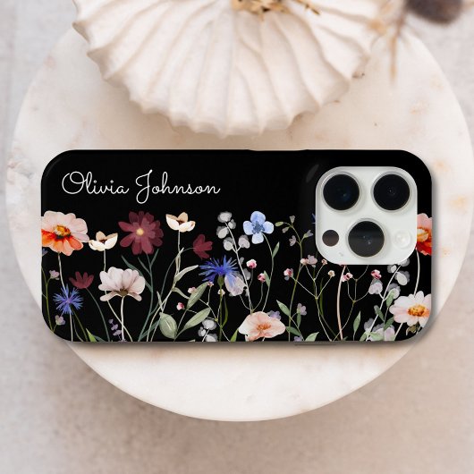 Monogrammed Waterverf Kleurrijke Wildflower Meadow Case-Mate iPhone Case