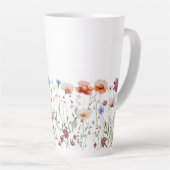 Monogrammed Waterverf Kleurrijke Wildflower Meadow Latte Mok (Rechterhoek)