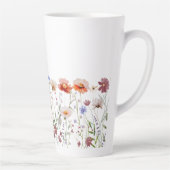 Monogrammed Waterverf Kleurrijke Wildflower Meadow Latte Mok (Rechts)