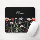 Monogrammed Waterverf Kleurrijke Wildflower Meadow Muismat (Met muis)