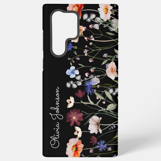 Monogrammed Waterverf Kleurrijke Wildflower Meadow Samsung Galaxy Hoesje (Achterkant)