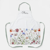 Monogrammed Waterverf Kleurrijke Wildflower Meadow Schort (Voorkant)