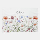 Monogrammed Waterverf Kleurrijke Wildflower Meadow Theedoek (Horizontaal)