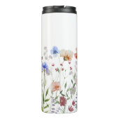 Monogrammed Waterverf Kleurrijke Wildflower Meadow Thermosbeker (Achterkant)