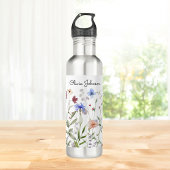 Monogrammed Waterverf Kleurrijke Wildflower Meadow Waterfles
