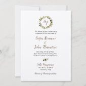 Monogrammed Waterverf Olive wreath Wedding Kaart (Voorkant)