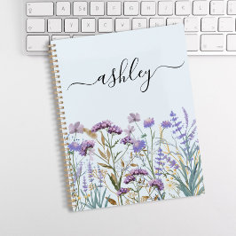 Monogrammed Waterverf Paarse Wildflower Meadow Planner