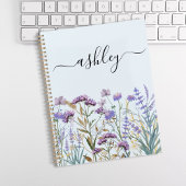 Monogrammed Waterverf Paarse Wildflower Meadow Planner