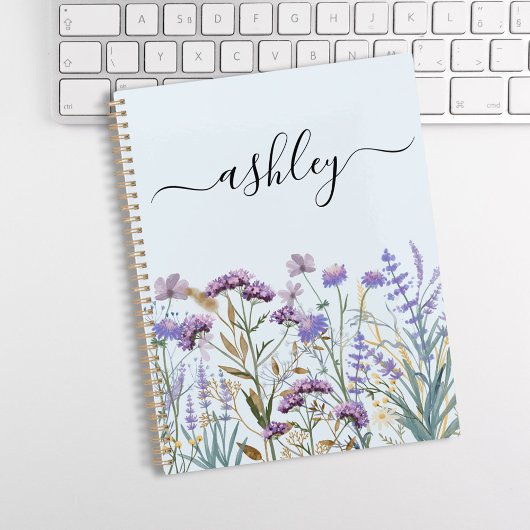 Monogrammed Waterverf Paarse Wildflower Meadow Planner