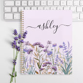 Monogrammed Waterverf Paarse Wildflower Meadow Planner
