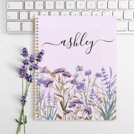 Monogrammed Waterverf Paarse Wildflower Meadow Planner