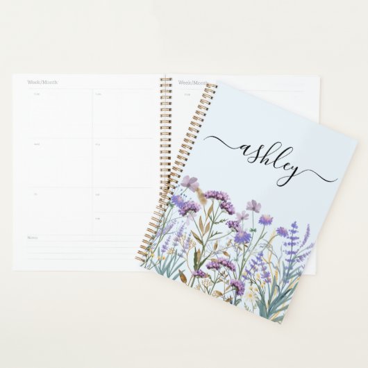 Monogrammed Waterverf Paarse Wildflower Meadow Planner (Display)