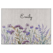 Monogrammed Waterverf Paarse Wildflower Meadow Snijplank (Voorkant)