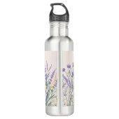 Monogrammed Waterverf Paarse Wildflower Meadow Waterfles (Achterkant)