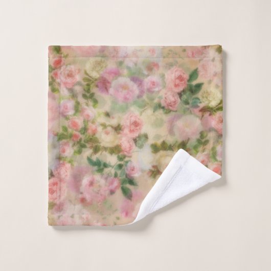 Monogrammed Waterverf  roze rozen Bad Handdoek (Wasdoekje)