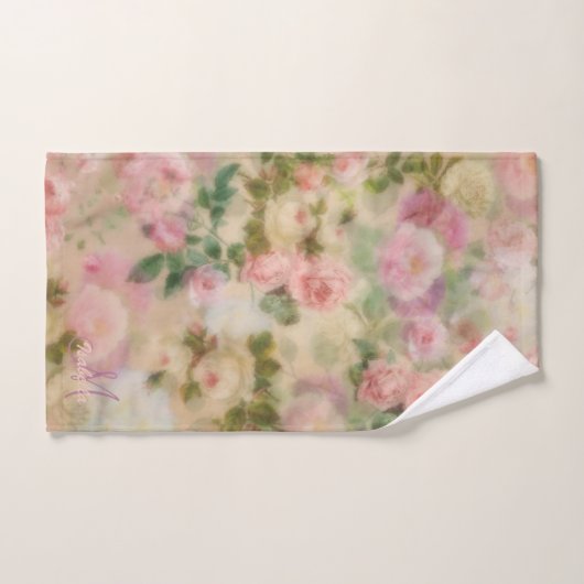 Monogrammed Waterverf  roze rozen Bad Handdoek (Handdoek)