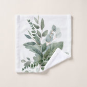 Monogrammed Waterverf rustieke salie groen Bad Handdoek (Wasdoekje)