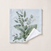 Monogrammed Waterverf rustieke salie groen Bad Handdoek (Wasdoekje)