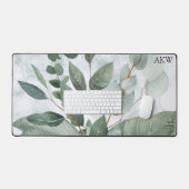 Monogrammed Waterverf rustieke salie groen Bureaumat (Keyboard & Muis)