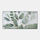 Monogrammed Waterverf rustieke salie groen Bureaumat (Voorkant)