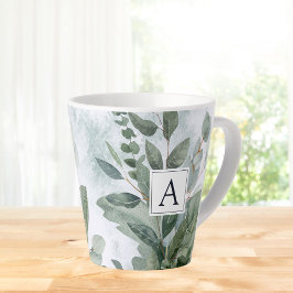 Monogrammed Waterverf rustieke salie groen Latte Mok