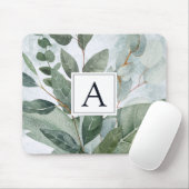 Monogrammed Waterverf rustieke salie groen Muismat (Met muis)