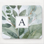 Monogrammed Waterverf rustieke salie groen Muismat (Voorkant)