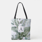 Monogrammed Waterverf rustieke salie groen Tote Bag (Achterkant)