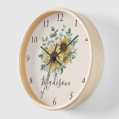 Monogrammed Waterverf  rustieke zonnebloem (Hoek)