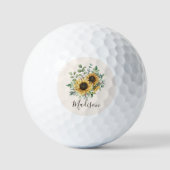 Monogrammed Waterverf  rustieke zonnebloem Golfballen (Voorkant)