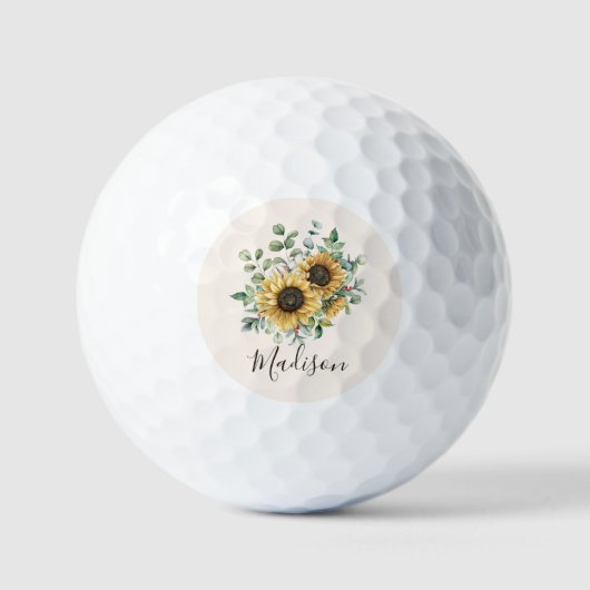 Monogrammed Waterverf  rustieke zonnebloem Golfballen (Voorkant)