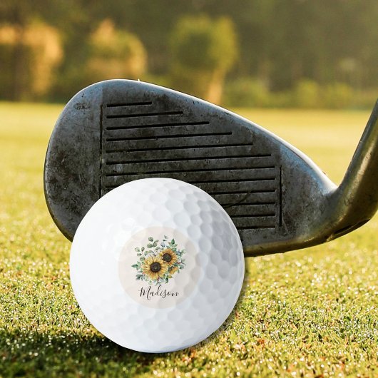 Monogrammed Waterverf  rustieke zonnebloem Golfballen