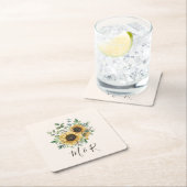 Monogrammed Waterverf  rustieke zonnebloem Kartonnen Onderzetters (Insitu)