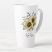Monogrammed Waterverf rustieke zonnebloem Latte Mok (Rechterhoek)