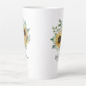 Monogrammed Waterverf rustieke zonnebloem Latte Mok (Voorkant)
