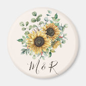 Monogrammed Waterverf  rustieke zonnebloem Magneet (Voorkant)