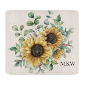 Monogrammed Waterverf  rustieke zonnebloem Snijplank (Voorkant)