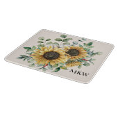 Monogrammed Waterverf  rustieke zonnebloem Snijplank (Hoek)