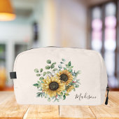 Monogrammed Waterverf  rustieke zonnebloem Toilettasje