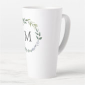 Monogrammed Waterverf salie groene bladeren krans Latte Mok (Rechterhoek)
