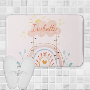 Monogrammed Waterverf Schattige Regenboog Kinderen Badmat