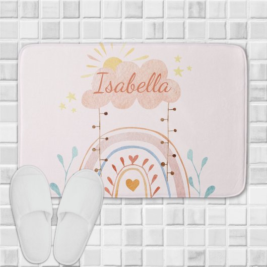 Monogrammed Waterverf Schattige Regenboog Kinderen Badmat